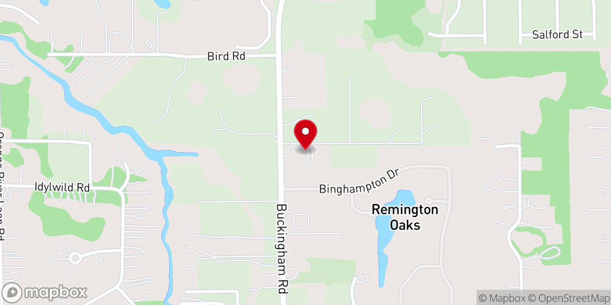 Map showing location of Buckingham Presbyterian Church