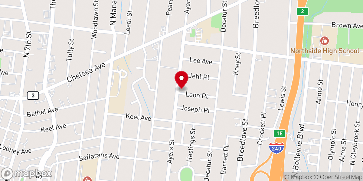 Map showing location of Ayers Street Church of God