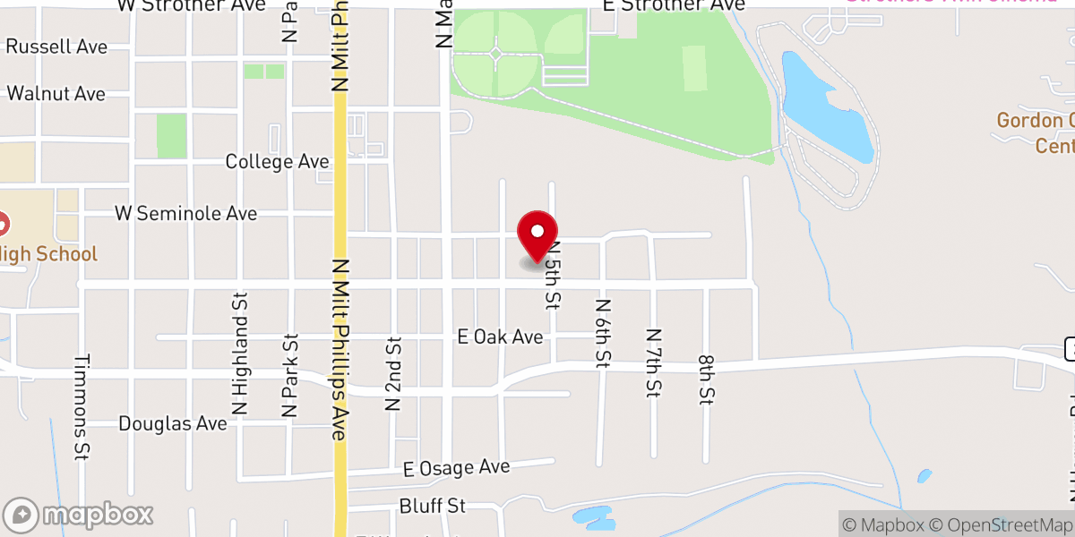 Map showing location of First Assembly of God Church
