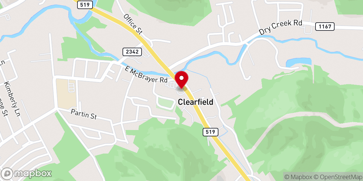 Map showing location of Clearfield Tabernacle Christian