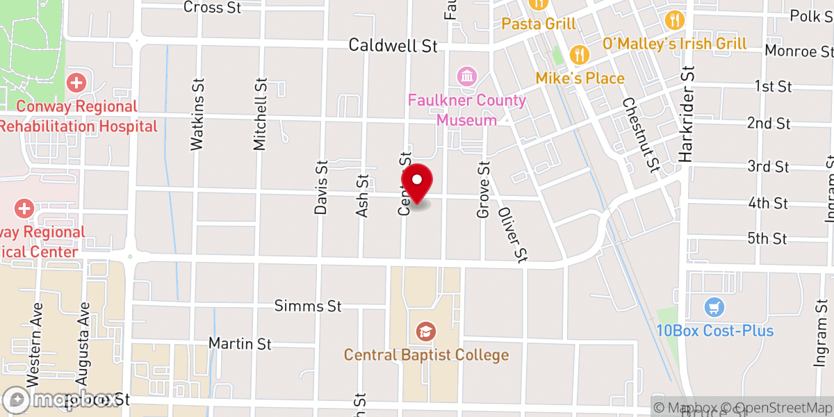 Map showing location of Center Church