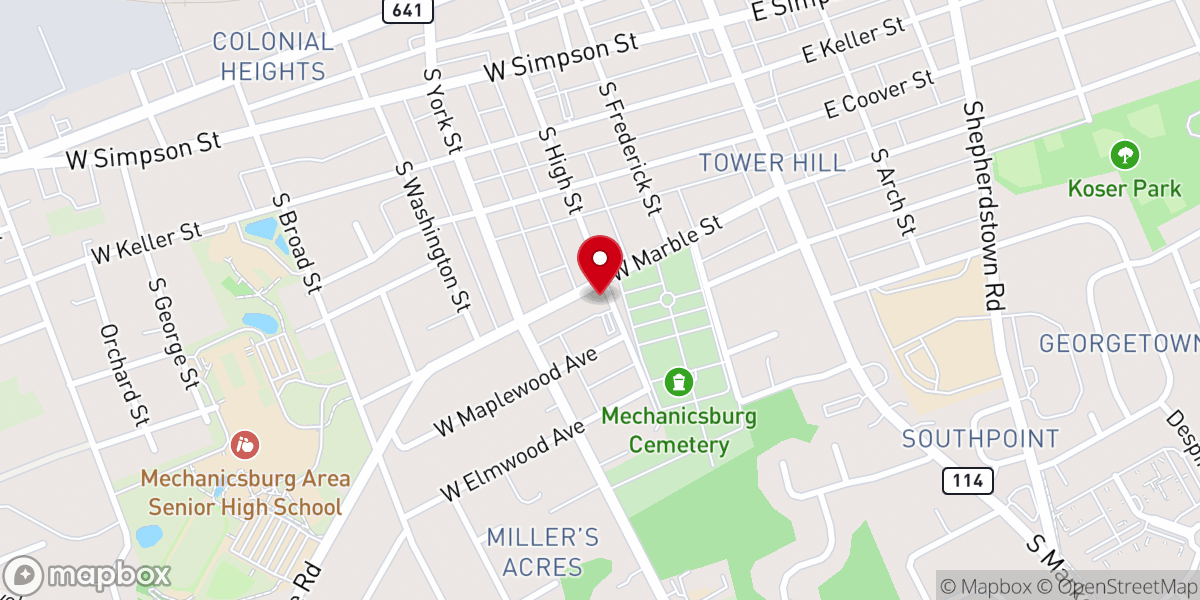 Map showing location of Apostolic Faith Church