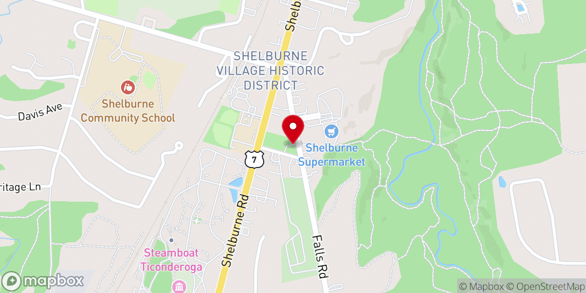 Map showing location of Shelburne Veterans Memorial