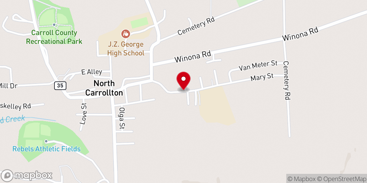 Map showing location of Tilman Chapel