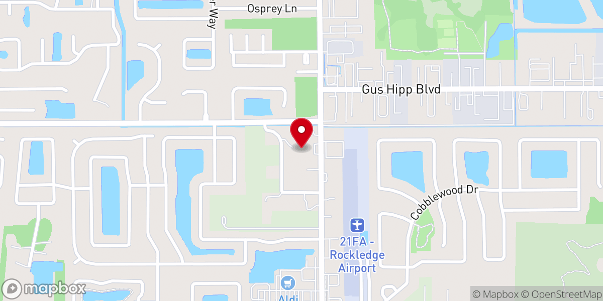 Map showing location of Rockledge Baptist Church