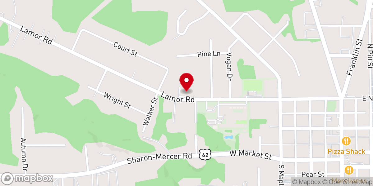 Map showing location of Mercer Community Church
