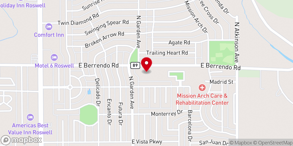 Map showing location of Roswell Baptist Church