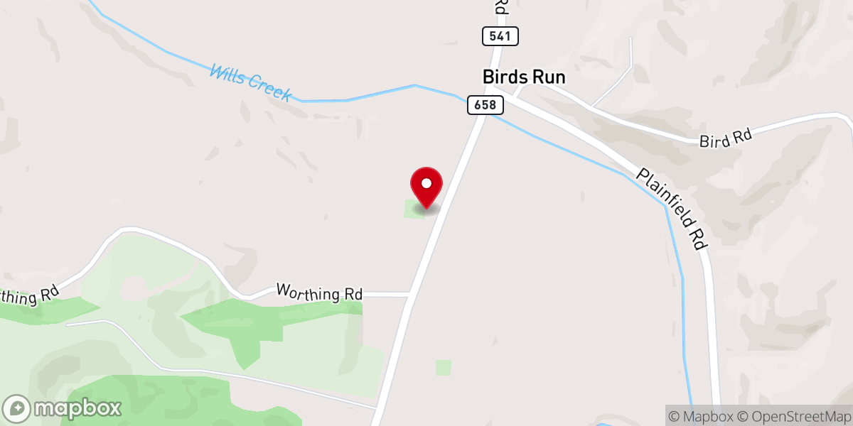 Map showing location of Birds Run Community Church