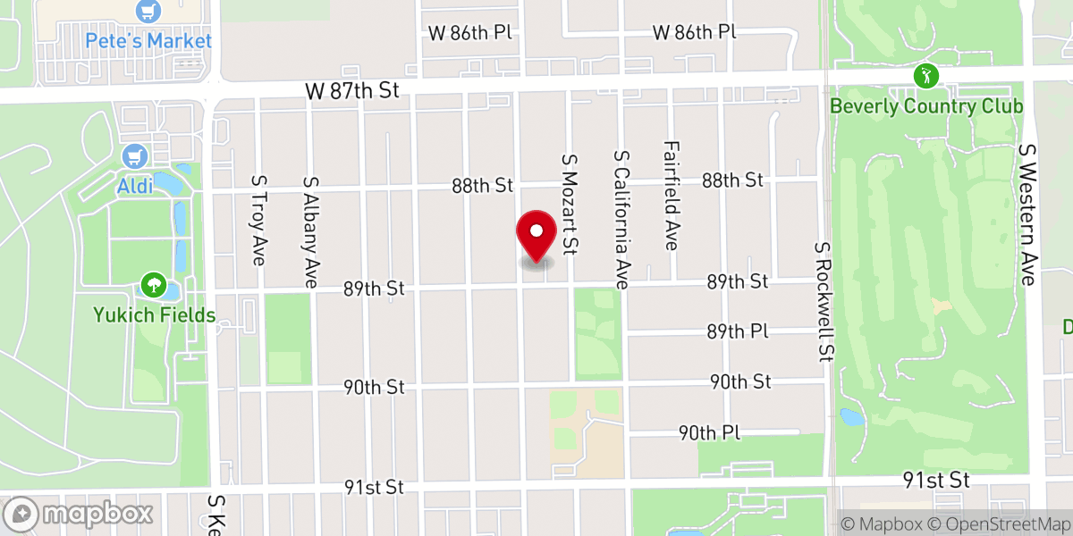 Map showing location of Evergreen Park Presbyterian Church