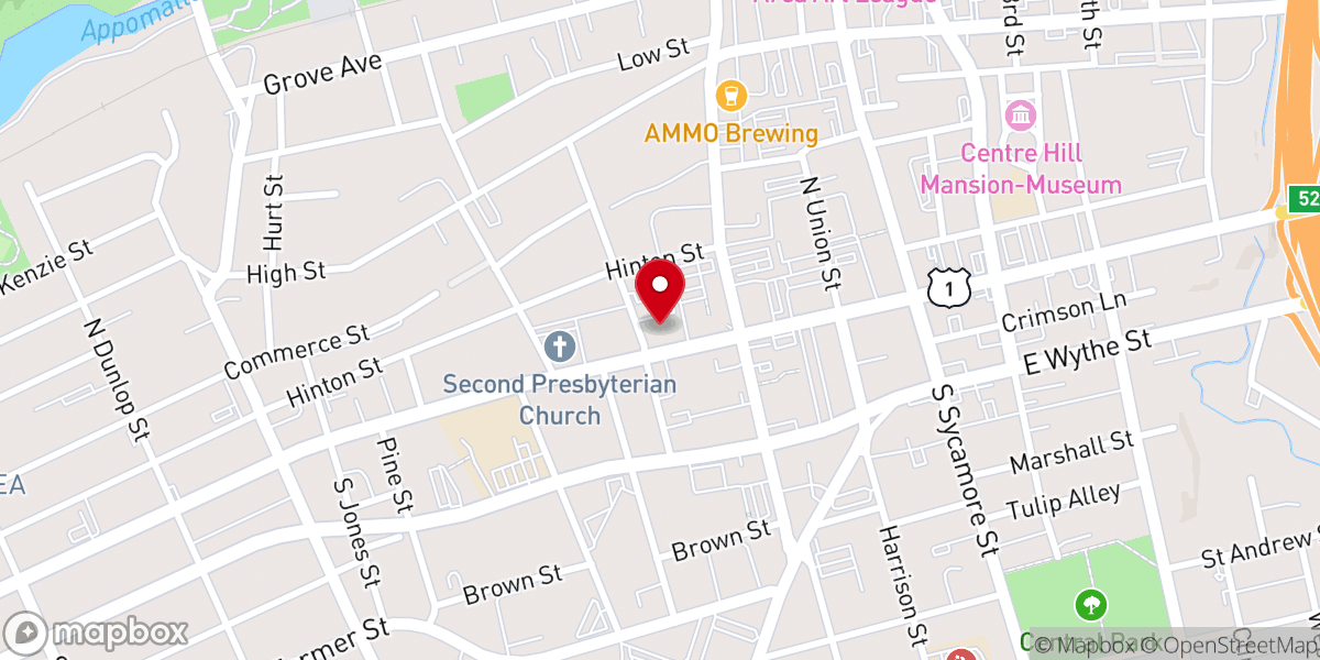 Map showing location of First Baptist Church W. Washington Street