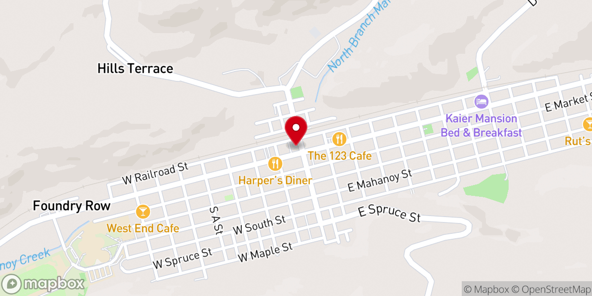 Map showing location of Mahanoy Area Historical Society
