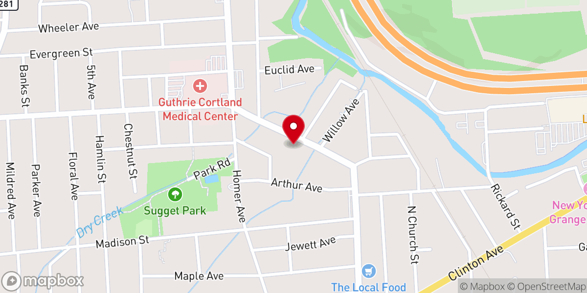 Map showing location of Cortland Seventh-day Adventist Church