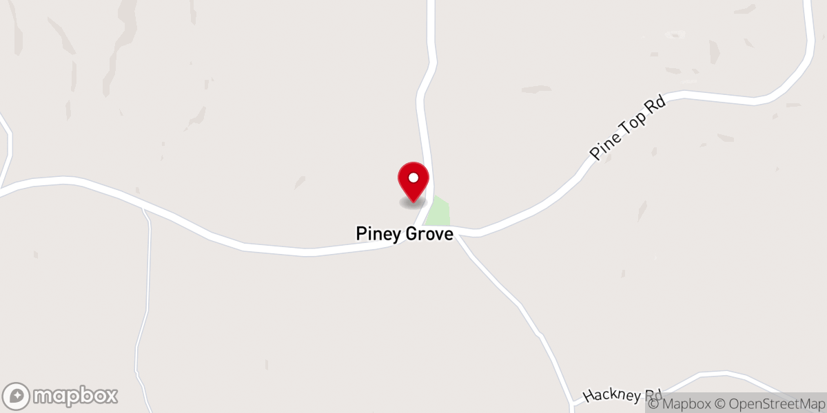 Map showing location of Piney Grove Baptist Church