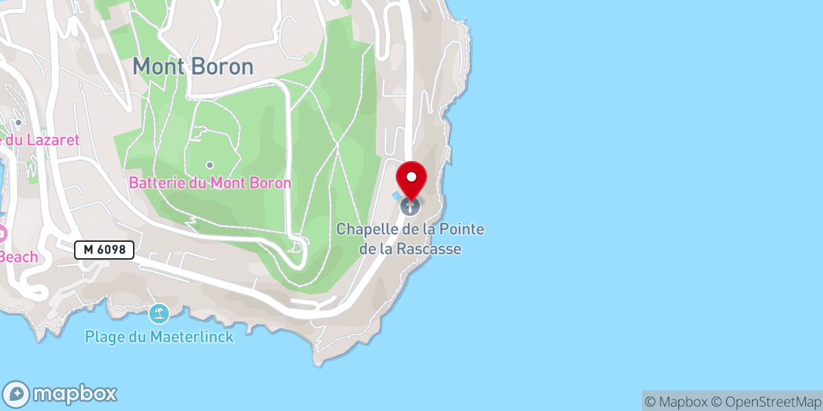 Map showing location of Pointe de la Rascade Chapel
