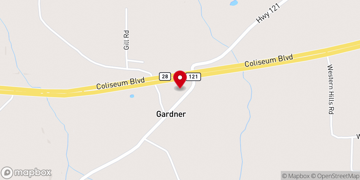 Map showing location of CrossRoads Fellowship @ Gardner
