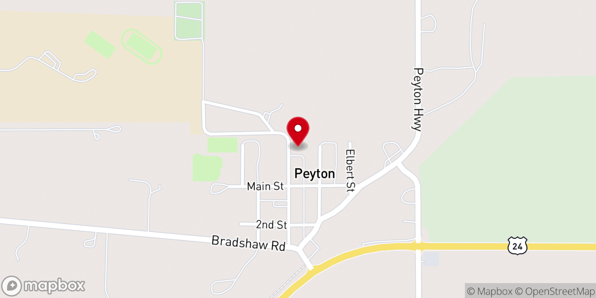 Map showing location of Peyton Community Church
