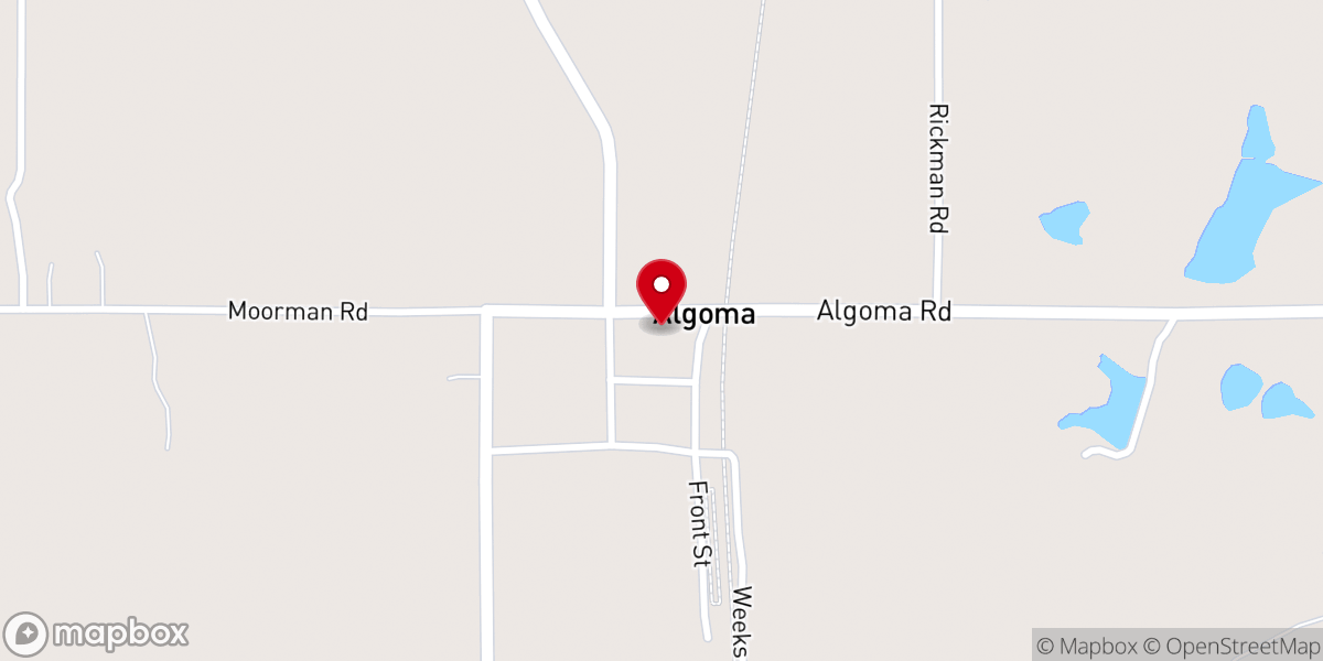 Map showing location of Algoma United Methodist Church