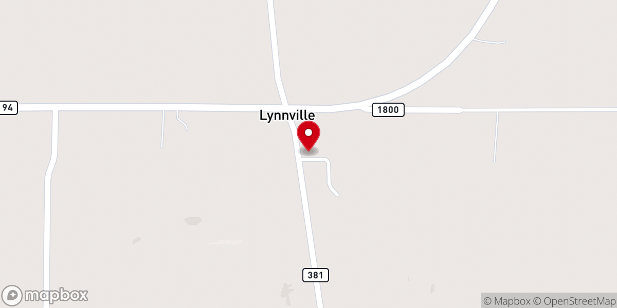 Map showing location of Lynnville Church of Christ