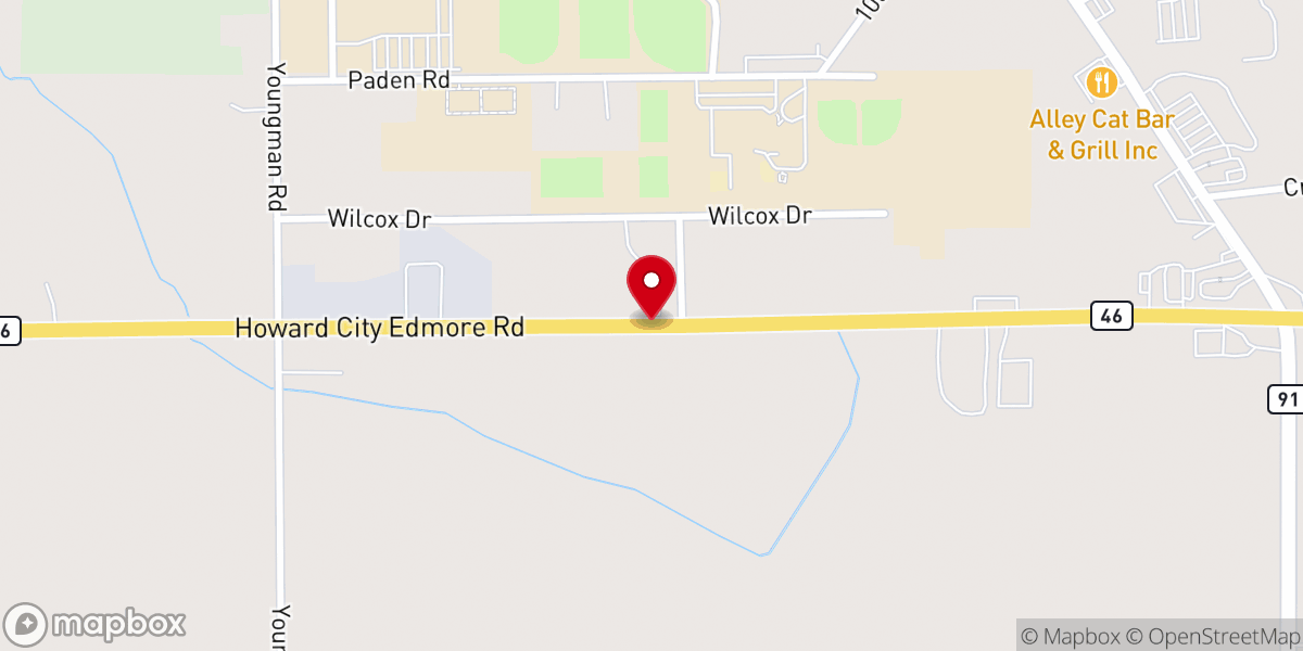 Map showing location of Lakeview Baptist Church