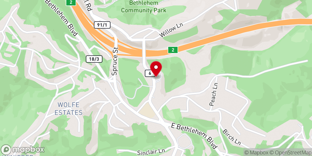Map showing location of Bethlehem United Presbyterian Church