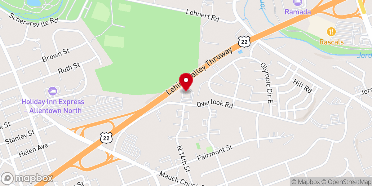 Map showing location of Lehigh Valley Chinese Christian Church
