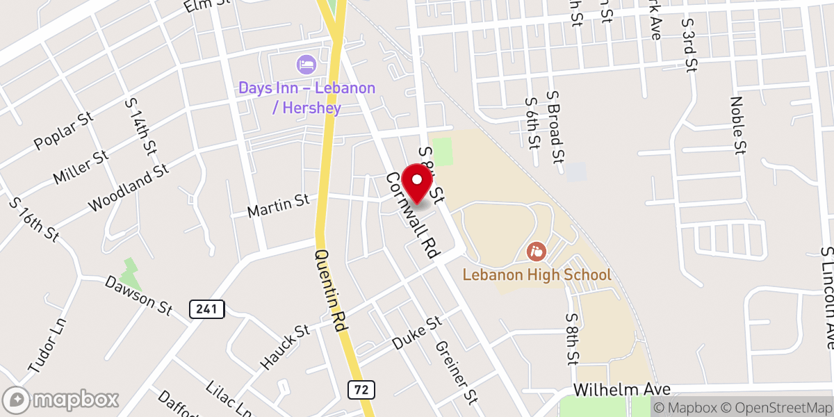 Map showing location of House of God Free Methodist Church Lebanon PA