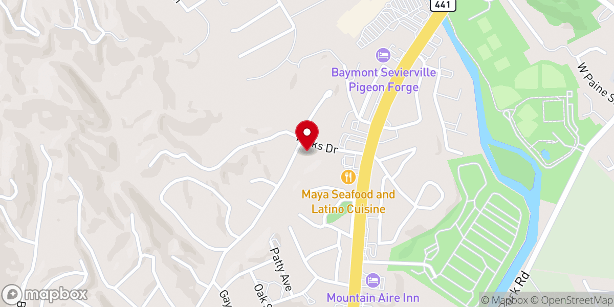 Map showing location of Sevierville Church of Christ