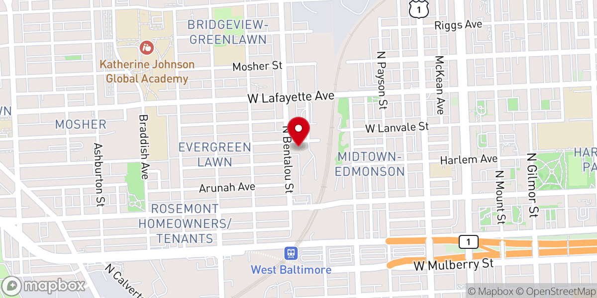 Map showing location of St. Marks Institutional Baptist Church