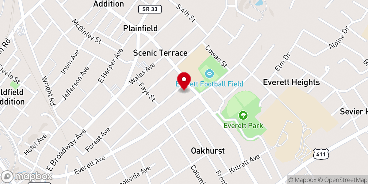 Map showing location of Everett Hills Baptist Church