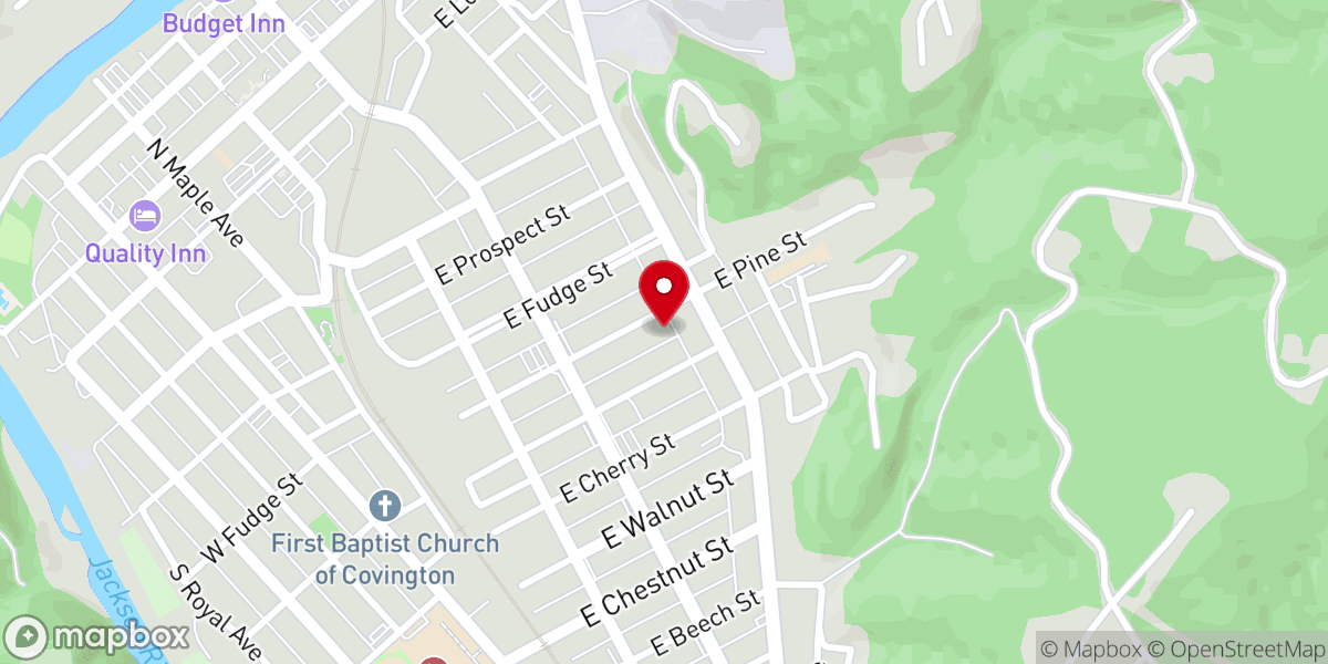 Map showing location of Pine Street Baptist Church