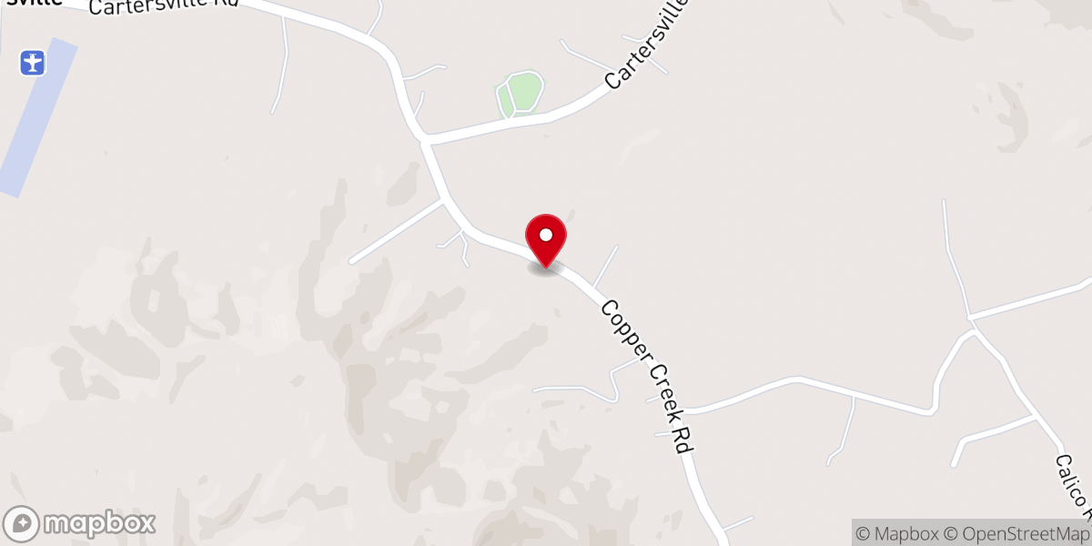 Map showing location of Cartersville Holiness Church
