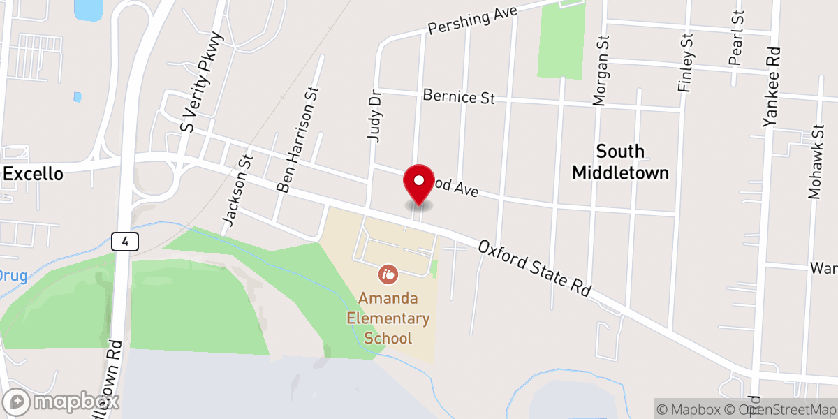 Map showing location of Amanda United Methodist Church