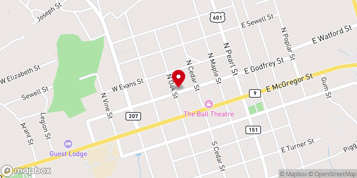 Map showing location of Pageland Church of Christ