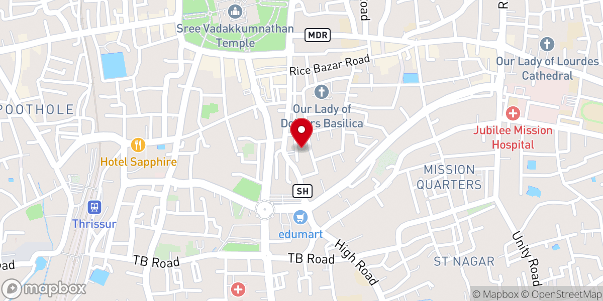 Map showing location of The Marth Mariam Chaldean Syrian Cathedral