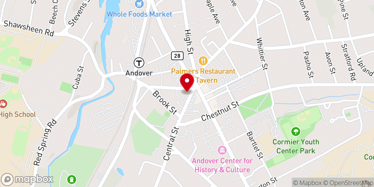 Map showing location of Andover Baptist Church