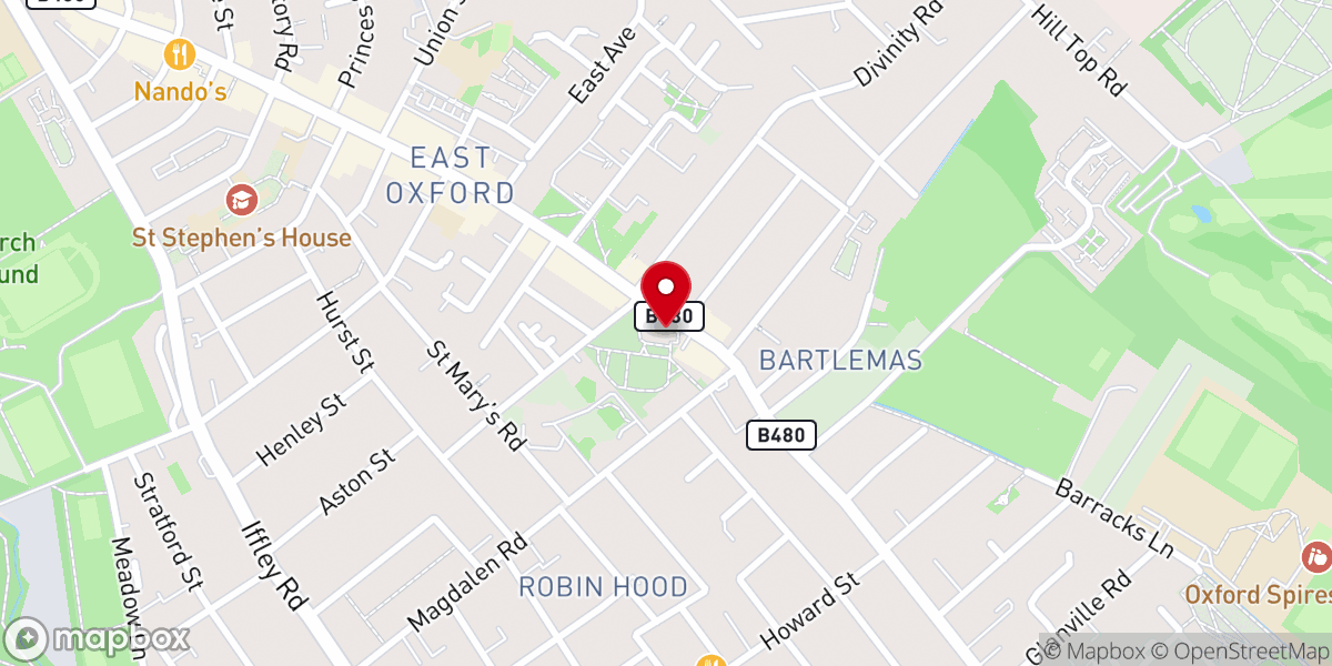 Map showing location of St Mary & St John Church