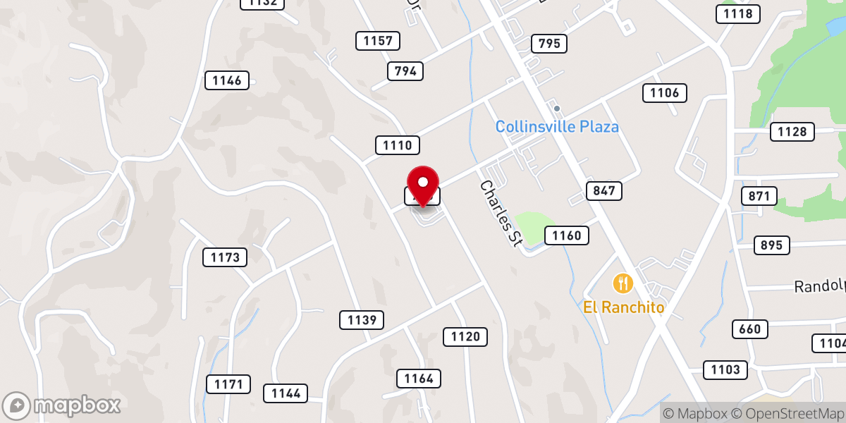 Map showing location of Collinsville Covenant Brethren Church