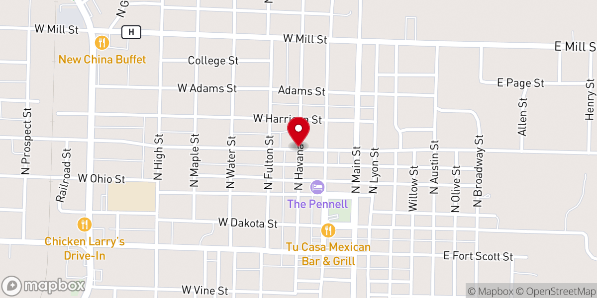 Map showing location of Old High School Thrift Store