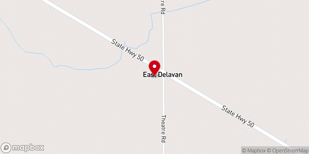 Map showing location of East Delavan Baptist Church