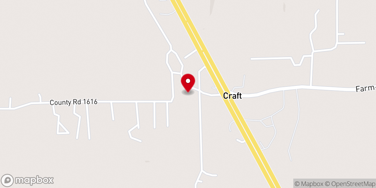 Map showing location of Craft Baptist Church