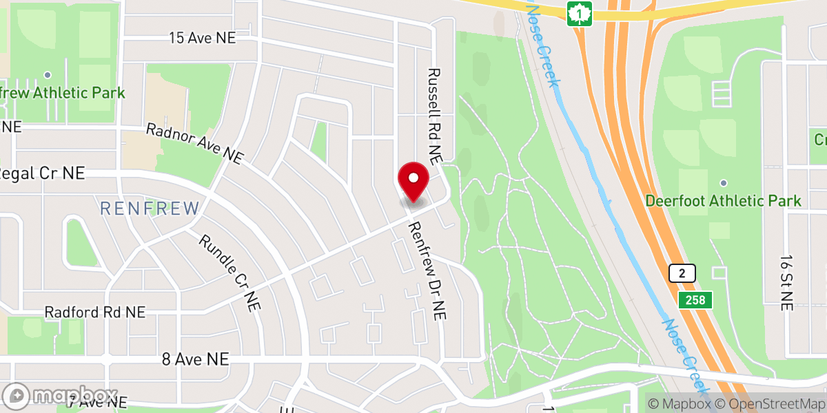 Map showing location of Renfrew Baptist Church
