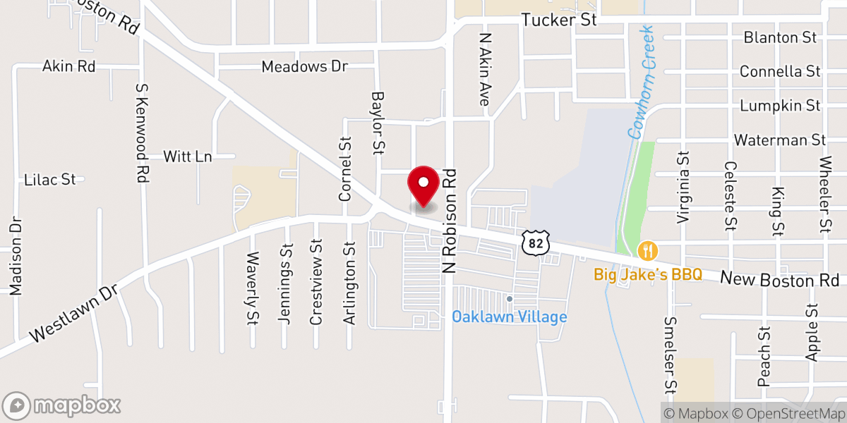 Map showing location of Oaklawn Baptist Church