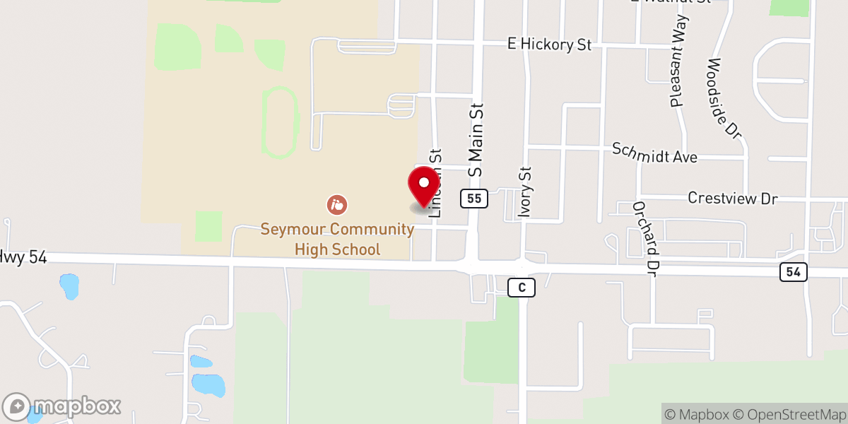 Map showing location of Seymour Assembly-God Church