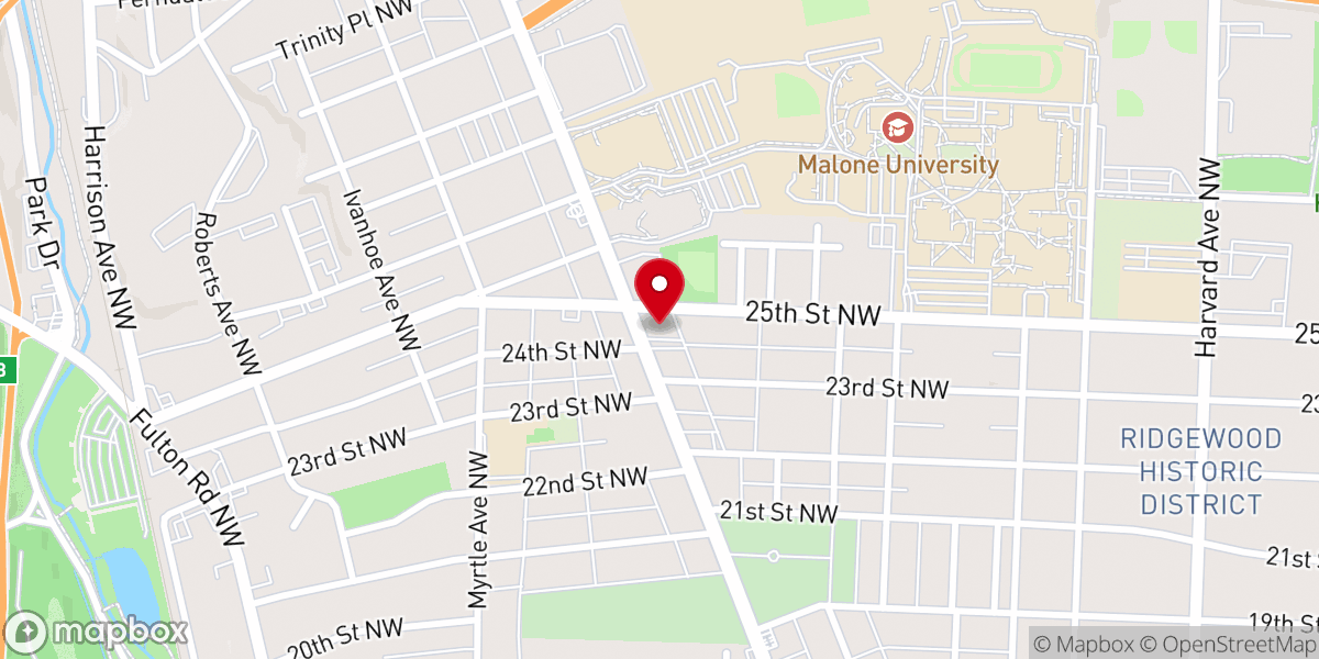 Map showing location of Canton Gospel Center