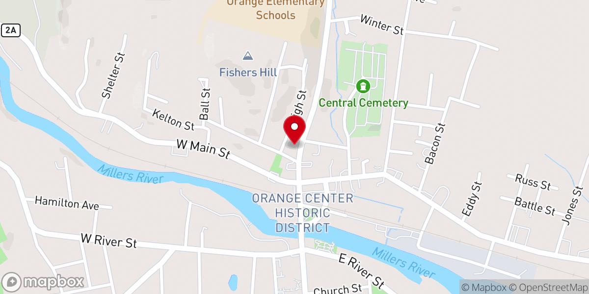 Map showing location of First Universalist Church of Orange