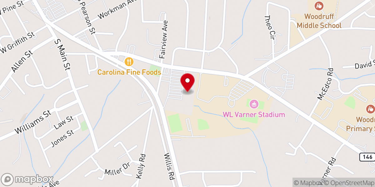 Map showing location of Church at The Mill Woodruff