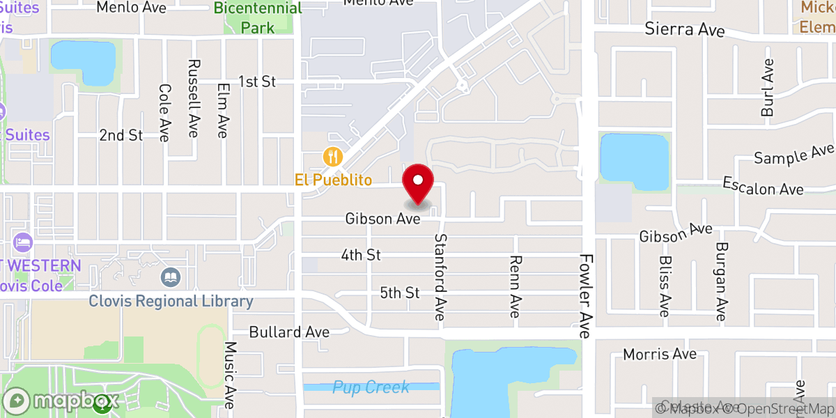 Map showing location of New Hope Korean Church of Fresno 새소망교회