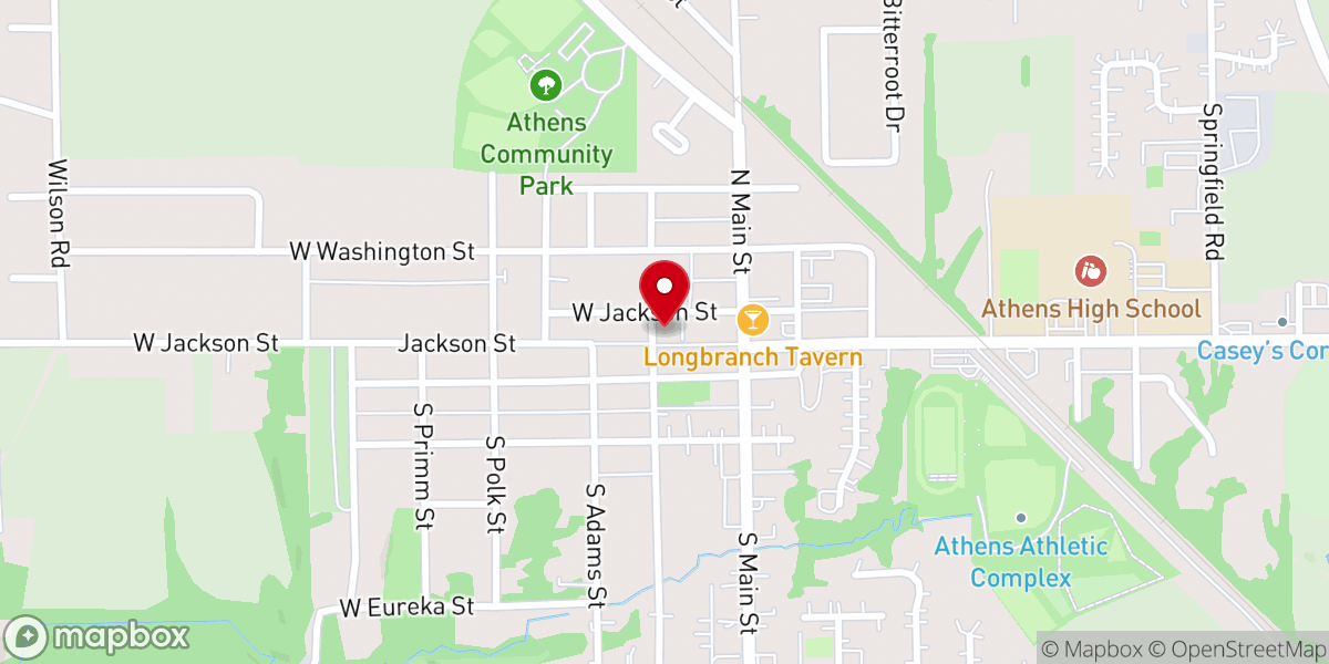 Map showing location of Athens United Methodist Church