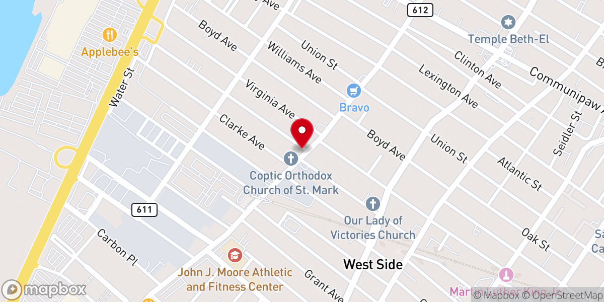 Map showing location of Coptic Orthodox Church of St. Mark