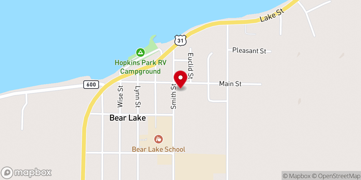 Map showing location of Bear Lake Community Church